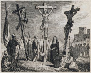 Jézus Krisztus keresztre feszítése (metszet) alkotó: English School