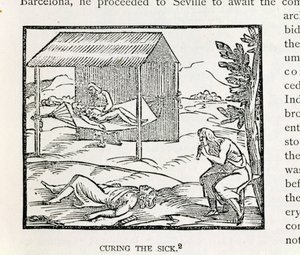Curing the Sick, Natives of Hispaniola, The Narrative and Critical History of America, szerkesztette Justin Winsor, London, 1886 alkotó: English School