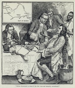 "Davies lelövéssel fenyegetőzött, ha az erődöt nem adják fel azonnal" (litho) alkotó: English School