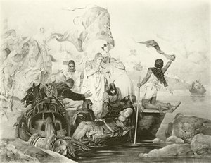 Barbarossa halála (mélynyomás) alkotó: English School