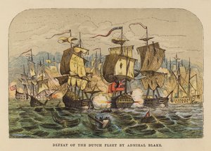 A holland flotta legyőzése Blake admirális által (színes metszet) alkotó: English School
