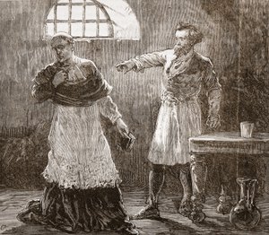 Denis megrója Meaux püspökét, illusztráció: James Aitken Wylie (1808-1890) A protestantizmus története című könyvéből, pub. 1878 alkotó: English School