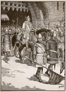 Odo püspök távozása Rochesterből, illusztráció a Cassells Illustrated History of Englandből (szépia fotó) alkotó: English School