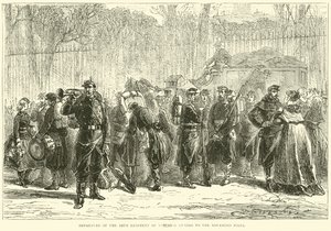 A 10. nemzetőrezred indulása az emelt állásokra, 1870. okt. alkotó: English School