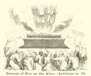 Tűz alászállása az oltárra, Leviticus, ix, 24 alkotó: English School