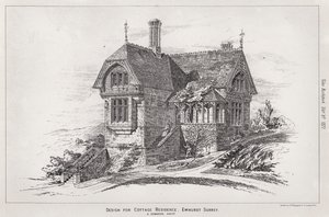 Tervezés Cottage Residence számára, Ewhurst, Surrey (metszet) alkotó: English School