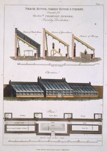 Barackház, zöld ház és fenyőfa terv, 1806 alkotó: English School