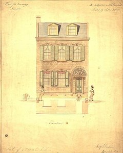 Terv a Haymarket-i Kis Színházhoz, 1800 körül (akvarell, papír) alkotó: English School