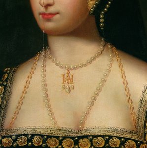 Részlet Boleyn Anne (1504-36) 1533 körüli portréjából (olaj, vászon) alkotó: English School