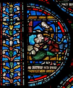Részlet a Miracle Window-ból, amely John Roxborough-t és Henry Beche-t ábrázolja alkotó: English School