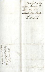 Devonshire MSS AS 3101, fólió a Pinder Simpson által Lord George Cavendish számára kiegyenlített számlacsomagból, beleértve Alexander Bowie számláját alkotó: English School