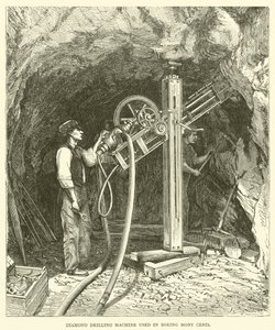 Mont Cenis fúrásánál használt gyémántfúrógép (gravírozás) alkotó: English School
