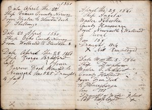 Napló, amely tartalmazza a hajó részleteit, a dátumot, a parancsnokot, az országot, a célállomást, az indulást, a súlyt és a víz merülését minden egyes útra alkotó: English School