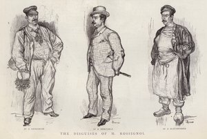 Gustave Rossignol párizsi rendőrnyomozó által használt álcák (litho) alkotó: English School