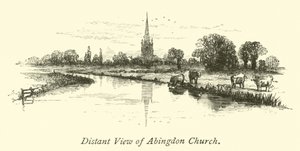 Távoli kilátás az Abingdon-templomra alkotó: English School