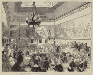 A díjak kiosztása HRH Albert herceg által az Adelphi-i Művészeti Társaságban, 1844. június 10., hétfő alkotó: English School