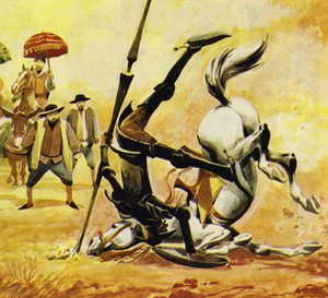 Don Quijote megsarkantyúzta Ronzinantét, de a ló elesett alkotó: English School