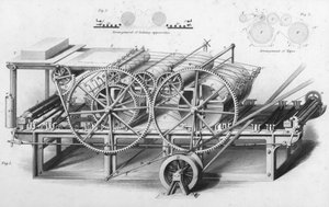 Kéthengeres nyomtatógép a Cyclopaedia of Useful Arts & Manufactures-tól, szerkesztette Charles Tomlinson, 1880-as évek alkotó: English School