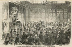 Dr. Alderson a Harve-i beszédet tartja a Royal College of Physicians színháztermében alkotó: English School