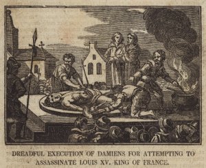 Damiens szörnyű kivégzése XV. Lajos francia király meggyilkolásának kísérletéért alkotó: English School