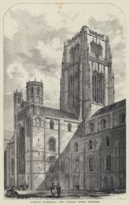 Durham katedrális, a központi torony restaurálva (metszet) alkotó: English School
