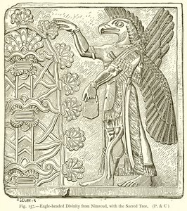 Sasfejű istenség Nimroudtól, a szent fával alkotó: English School