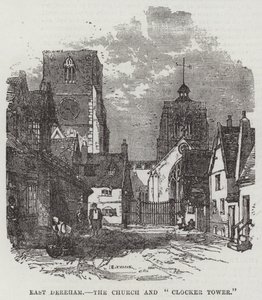 East Dereham, a templom és az "Óratorony" (metszet) alkotó: English School