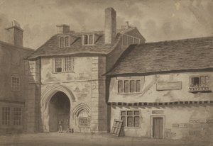 A bermondseyi St Saviour apátság kapujának keleti képe, 1825 körül (toll, ceruza és mosás papíron) alkotó: English School