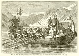 Edgar, a Csendes-óceán, amelyet nyolc mellékherceg evezett le a Dee-n, Kr. u. 959 alkotó: English School