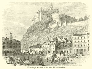 Edinburgh kastély, a Grassmarket felől alkotó: English School