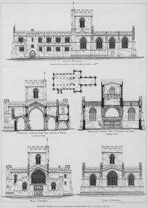 Edington Church, Wilts, a restaurálandó javaslat szerint (metszet) alkotó: English School