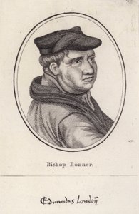 Edmund Bonner, angol pap és London püspöke, aki I. Mária uralkodása alatt üldözte a protestánsokat (metszet) alkotó: English School