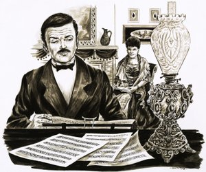 Edward Elgar a nappalijában dolgozik alkotó: English School