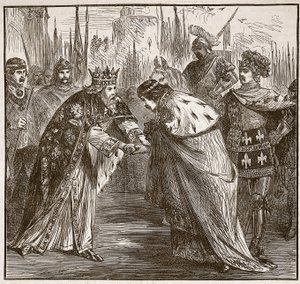Edward átveszi János francia királyt, a Cassells Illustrated History of England illusztrációja (szépia fotó) alkotó: English School