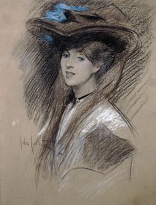 Edward-korabeli hölgy (színes kréták papíron) alkotó: English School