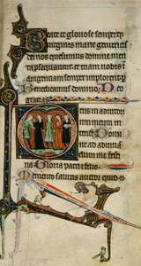 Egerton 1151 fol.47 Zenészekkel lakott "D" kezdőbetű, az "Egerton Hours"-ból, 1260-70 körül (vellum) alkotó: English School