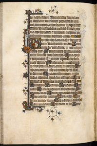 Egerton MS 3277, f.131v, Bohun hölgy imában, szélső oroszlánnal és várral, a „Bohun Psalter & Hours”-ból (vellum) alkotó: English School