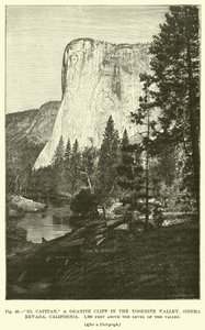El Capitan, egy gránit szikla a Yosemite-völgyben, Sierra Nevada, Kalifornia, 3300 lábbal a völgy szintje felett alkotó: English School