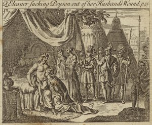 Kasztíliai Eleanor, I. Edward angol király hitvese, aki mérget szívott ki férje sebéből, egy merényletet szenvedett el Acre-ben, 1272 alkotó: English School