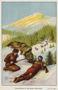 Elk-vadászat a Sziklás-hegységben (színes litho) alkotó: English School