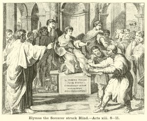 Elymas, a varázsló megütötte vakot, ApCsel, xiii, 8, 11 alkotó: English School