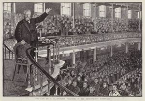 Egy angol baptista prédikátor, Charles Haddon Spurgeon prédikál a londoni Metropolitan Tabernacle-ben (litho) alkotó: English School