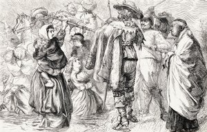 Az ír katolikusok megfulladtak angol protestánsokat az 1641-es ír lázadás során, 1865 körül (fametszet) alkotó: English School