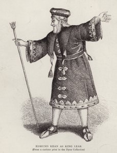 Edmund Kean angol színész a címszerepben Shakespeare Lear királyában (litho) alkotó: English School