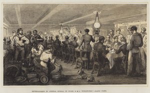 Szórakozás Dundas admirálisnak, a HMS "Wellington" fedélzetén, a balti flotta (színes litho) alkotó: English School