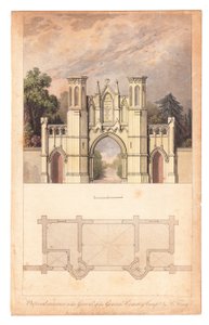 A Highgate temető bejárata, a The Lady Magazine kiadásában, 1839 körül. alkotó: English School