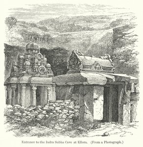 Az ellorai Indra Subha-barlang bejárata (metszet) alkotó: English School