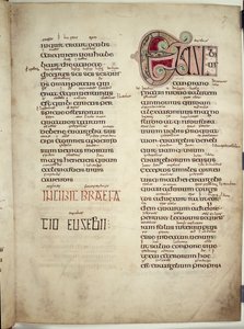 Eusabius levele Carpianushoz, a Lindisfarne-i evangéliumokból, 710-21 (vellum) alkotó: English School