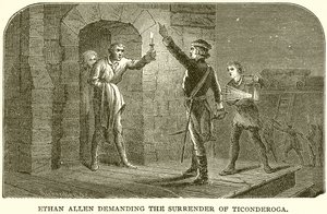 Ethan Allen Ticonderoga feladását követeli alkotó: English School