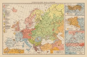 Európa néprajzi térképe (színes litográfia) alkotó: English School